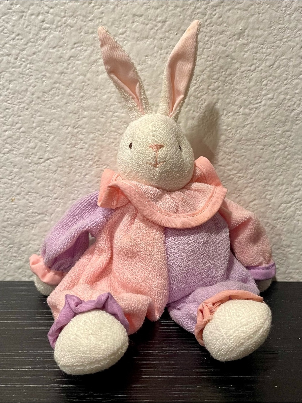 VTG Russ Berrie Terry Cloth Pink and Lavender Plush Jester Bunny
